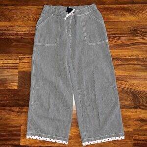 Mini Boden Blue and White Striped Cropped Pants Youth Girls 13-14